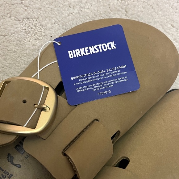 NWT 10 Birkenstock Boston Tobacco Leather Clogs with Gold Big Buckle - Picture 2 of 4